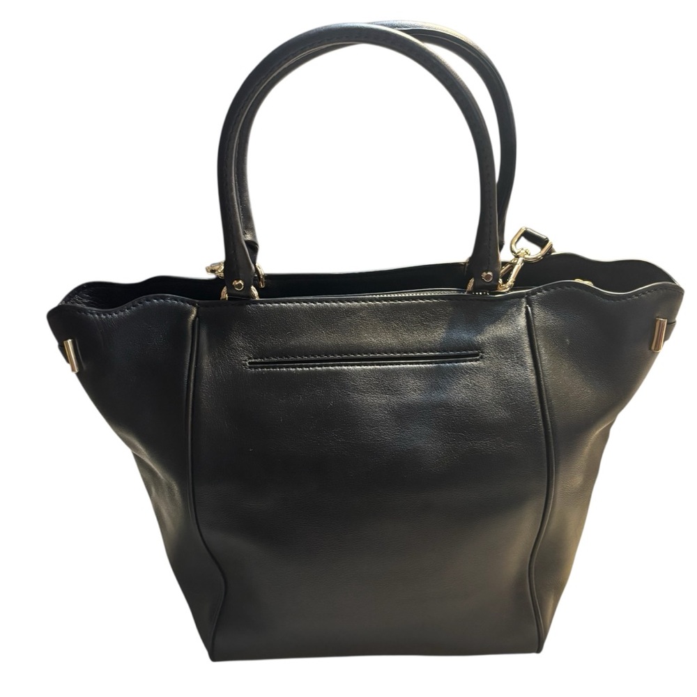 NWT Michael Kors Amelia Tote Black Luxe Leather Medium Top-Zip Crossbody FLAWED - Picture 2 of 16